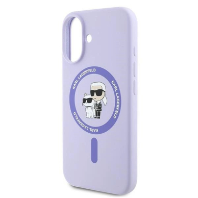 Dėklas Karl Lagerfeld Silicone KarlChoupette Ring MagSafe iPhone 16  - Violetinis 5