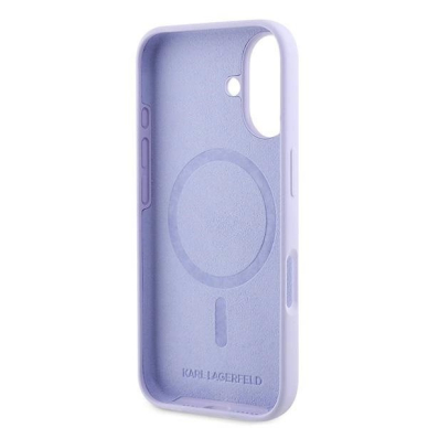 Dėklas Karl Lagerfeld Silicone KarlChoupette Ring MagSafe iPhone 16  - Violetinis 6