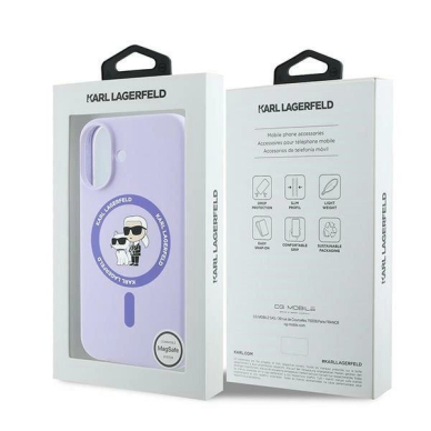 Dėklas Karl Lagerfeld Silicone KarlChoupette Ring MagSafe iPhone 16  - Violetinis 7