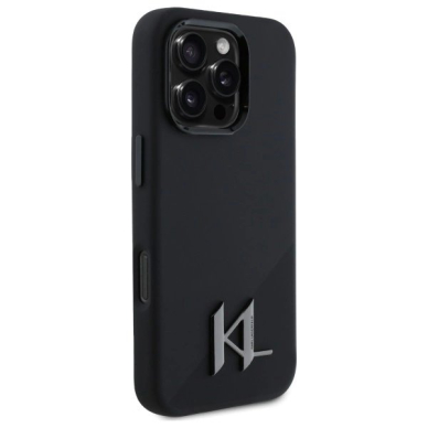 Dėklas Karl Lagerfeld Silicone Shadow Metal Initial MagSafe  iPhone 16 Pro Max - Juodas 3