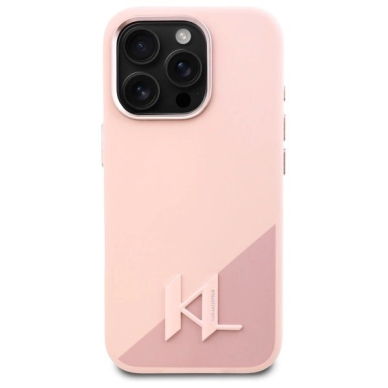 Dėklas Karl Lagerfeld Silicone Shadow Metal Initial MagSafe  iPhone 16 Pro Max - Rožinis 2