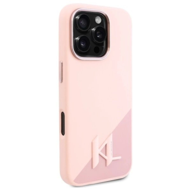 Dėklas Karl Lagerfeld Silicone Shadow Metal Initial MagSafe  iPhone 16 Pro Max - Rožinis 3