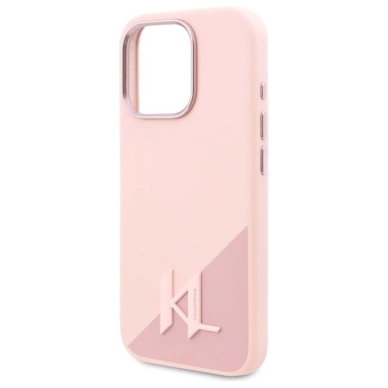 Dėklas Karl Lagerfeld Silicone Shadow Metal Initial MagSafe  iPhone 16 Pro Max - Rožinis 5