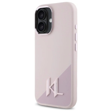 Dėklas Karl Lagerfeld Silicone Shadow Metal Initial MagSafe iPhone 16  - Rožinis 1