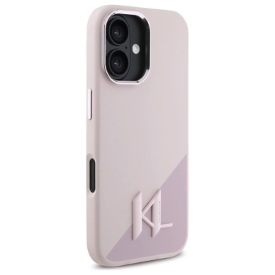 Dėklas Karl Lagerfeld Silicone Shadow Metal Initial MagSafe iPhone 16  - Rožinis 3