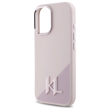 Dėklas Karl Lagerfeld Silicone Shadow Metal Initial MagSafe iPhone 16  - Rožinis 5