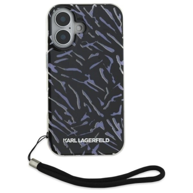 Dėklas Karl Lagerfeld Zebra With Cord iPhone 16  - Violetinis 1