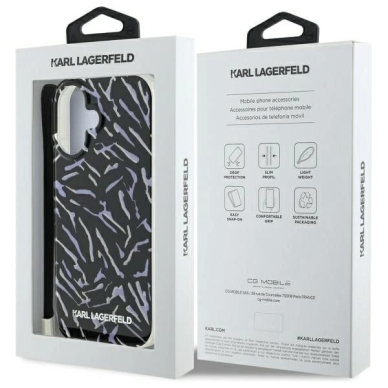 Dėklas Karl Lagerfeld Zebra With Cord iPhone 16  - Violetinis 6