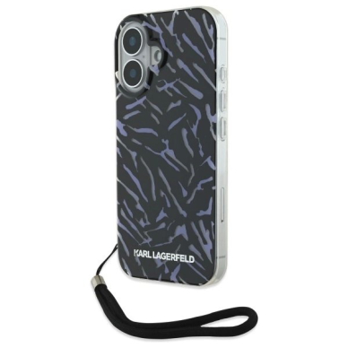 Dėklas Karl Lagerfeld Zebra With Cord iPhone 16 Plus  - Violetinis