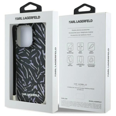 Dėklas Karl Lagerfeld Zebra With Cord iPhone 16 Pro Max  - Violetinis 6