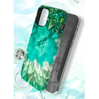 Kingxbar Agate Serijos Dėklas Dekoruotas Agato Raštu Iphone 12 Mini Žalias 5