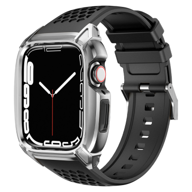 Apyrankė Kingxbar CYF148 2in1 Apple Watch Ultra, SE, 9, 8, 7, 6, 5, 4, 3, 2, 1 (49, 45, 44, 42 mm) Sidabrinė 1