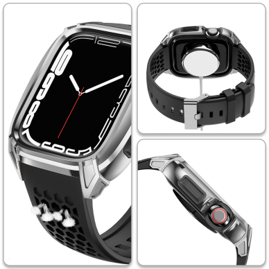 Apyrankė Kingxbar CYF148 2in1 Apple Watch Ultra, SE, 9, 8, 7, 6, 5, 4, 3, 2, 1 (49, 45, 44, 42 mm) Sidabrinė 4