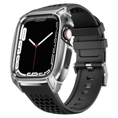 Apyrankė Kingxbar CYF148 2in1 Apple Watch Ultra, SE, 9, 8, 7, 6, 5, 4, 3, 2, 1 (49, 45, 44, 42 mm) Sidabrinė