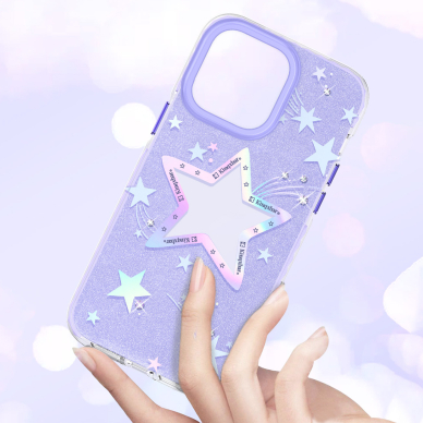 Dėklas Kingxbar Heart Star iPhone 14 Plus Purpurinis 4