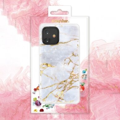 Kingxbar Marble Serijos Dėklas Dekoruotas Marmuro Raštu Iphone 12 Mini Mėlynas 4