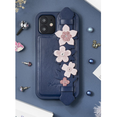 Kingxbar Sweet Serijos Dėklas Dekoruotas Tikrais Swarovski Kristalais Iphone 12 Mini Mėlynas 11