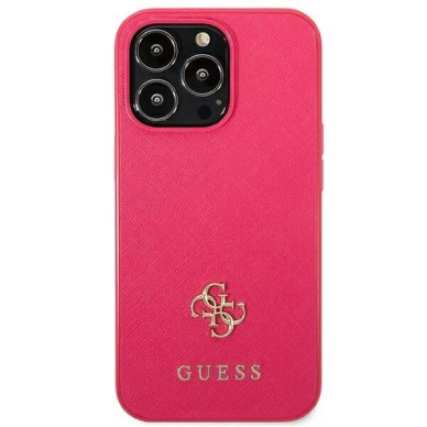 Telefono Dėklas Etui Guess Saffiano 4G Small Metal Logo na iPhone 13 Pro / 13 Rožinis KOW068 1