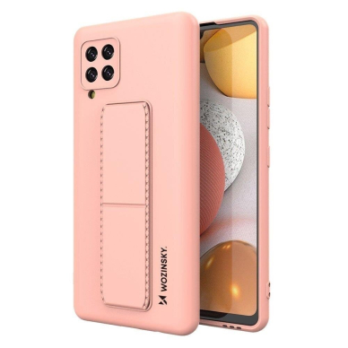 Lankstus Silikoninis Dėklas su Stovu Wozinsky Kickstand Case Samsung Galaxy A22 4G Rožinis