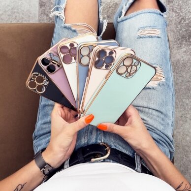 Dėklas Lighting Color Case for Xiaomi Redmi Note 11 Mėlynas, auksiniais kraštais 1