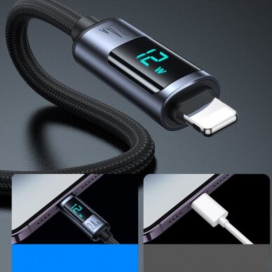 Lightning cable - USB A 2.4A 1.2m with LED display Joyroom S-AL012A16 - Juodas 4