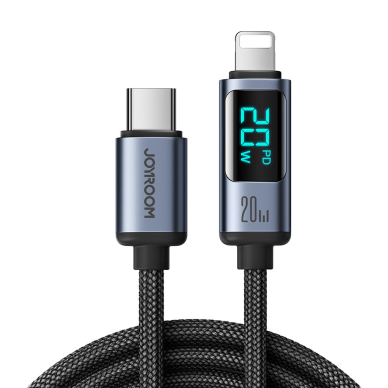 Lightning - USB C cable 20W 1.2m with LED display Joyroom S-CL020A16 - Juodas