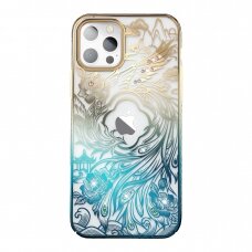 Dėklas Luxury Kingxbar Phoenix Crystals iPhone 14 - Auksinins/mėlynas