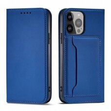 Dėklas Magnet Card Case for iPhone 14 Mėlynas