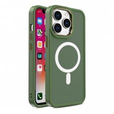 Dėklas Magnetic Color Matte iPhone 15 - Žalias