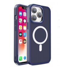 Dėklas Magnetic Color Matte iPhone 15 - Tamsiai mėlynas