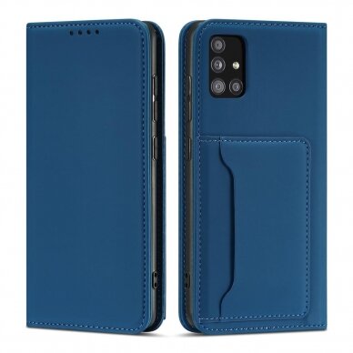 Dėklas Magnet Card Case Samsung Galaxy A13 5G Mėlynas 3