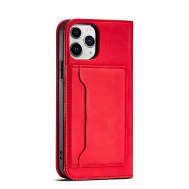 Dėklas Magnet Card Case for iPhone 12 Pro Raudonas 11