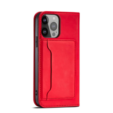 Dėklas Magnet Card Case for iPhone 13 Pro Max Raudonas 9