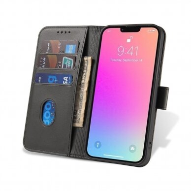 Atverčiamas dėklas Magnet Case Vivo Y16 / Vivo Y02s flip cover wallet stand juodas 6