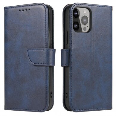 Atverčiamas dėklas Magnet cover Xiaomi Redmi Note 12 Pro+ flip cover wallet stand Mėlynas