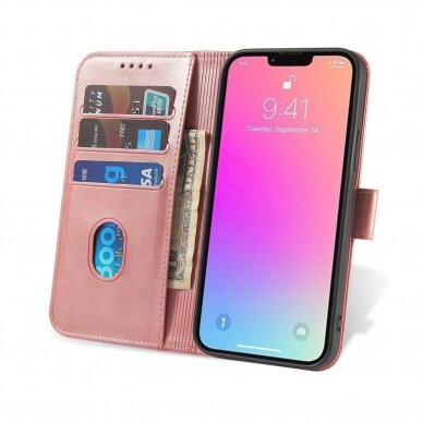 Atverčiamas dėklas Magnet cover Xiaomi Redmi Note 12 5G / Poco X5 5G Cover Flip Wallet Stand rožinis 6