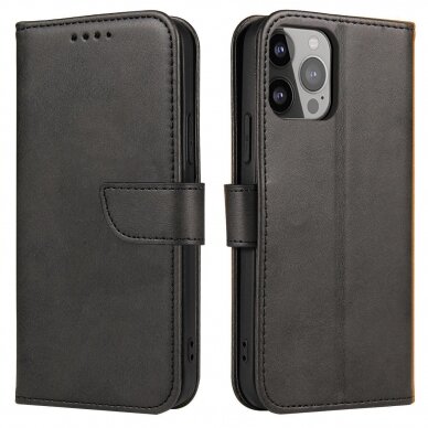 Dėklas Magnetr skirta Xiaomi Redmi Note 12 5G / Poco X5 5G Cover su Flip Wallet Stand Juodas