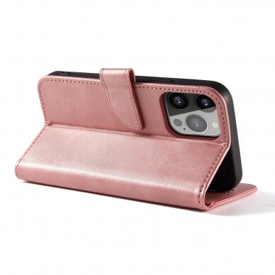 Atverčiamas dėklas Magnet Case elegant iPhone 13 Pro Rožinis 3