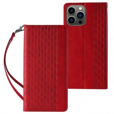 Dėklas Magnet Strap Case for iPhone 14 Raudonas