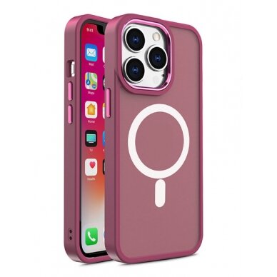 Dėklas Magnetic Color Matte iPhone 15 Pro Max - Bordo