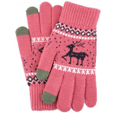 [Užsakomoji prekė] Manusi Touchscreen - Techsuit Raindeer Woolen (ST0002) - Tamsiai Rožinis 2