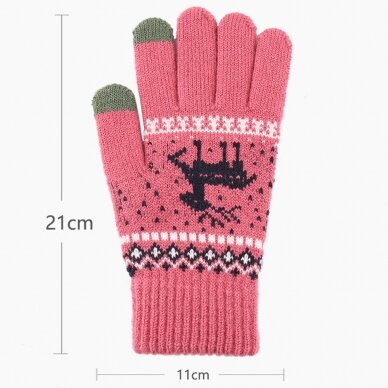 [Užsakomoji prekė] Manusi Touchscreen - Techsuit Raindeer Woolen (ST0002) - Tamsiai Rožinis 5