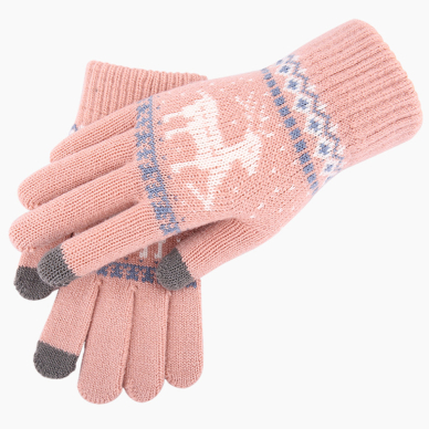 [Užsakomoji prekė] Manusi Touchscreen - Techsuit Raindeer Woolen (ST0002) - Pink 1