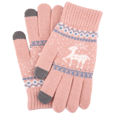 [Užsakomoji prekė] Manusi Touchscreen - Techsuit Raindeer Woolen (ST0002) - Pink 4