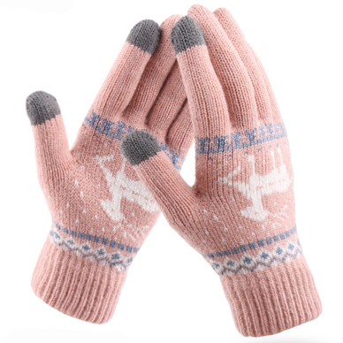 [Užsakomoji prekė] Manusi Touchscreen - Techsuit Raindeer Woolen (ST0002) - Pink