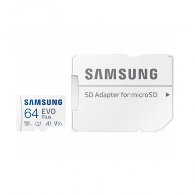 [Užsakomoji prekė] Memory Card with Adapter, 64GB - Samsung Evo Plus (MB-MC64KA/EU) - Baltas 2