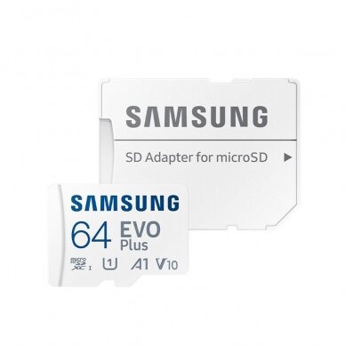 [Užsakomoji prekė] Memory Card with Adapter, 64GB - Samsung Evo Plus (MB-MC64KA/EU) - Baltas