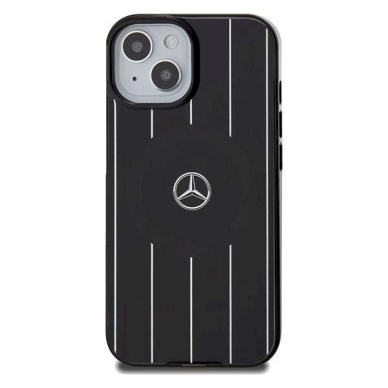 Mercedes Double Layer Crossed Lines MagSafe dėklas skirtas iPhone 15 - Juodas 5