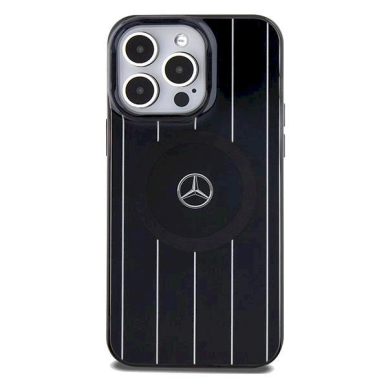 Mercedes Double Layer Crossed Lines MagSafe dėklas skirtas iPhone 15 Pro - Juodas 2