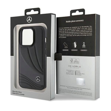 Mercedes Leather Wave Pattern dėklas skirtas iPhone 15 Pro Max - Juodas 7